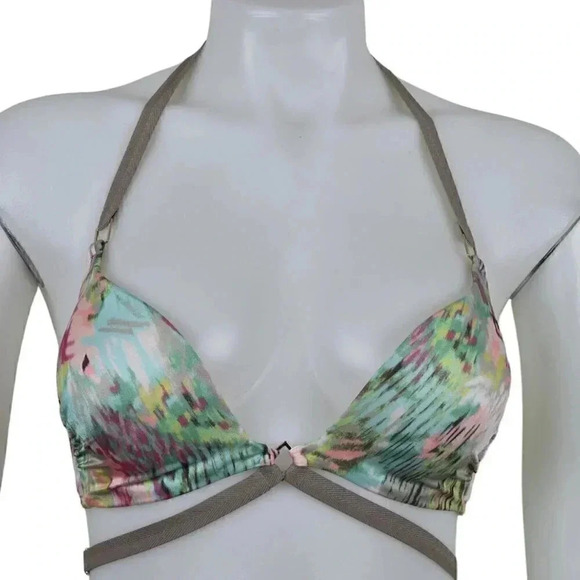 Victoria's Secret VS Swim Hottie Halter Bikini Top Tropical  Strappy 34B - Picture 3 of 12